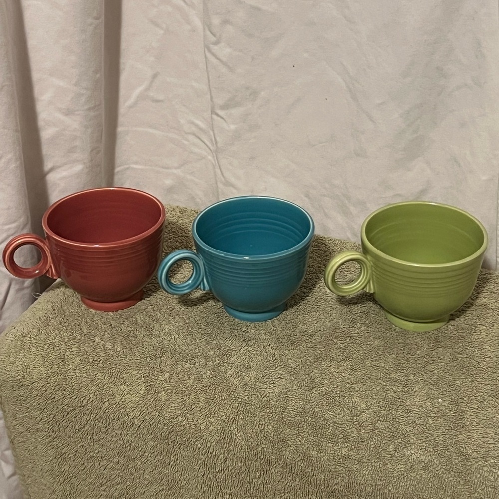 Fiesta‎ Ware By Homer Laughlin Vintage EUC Ring Handle Tea Cups Replacements